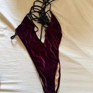 Moldie Goldie  Velvet Strappy One-Piece Swimsuit